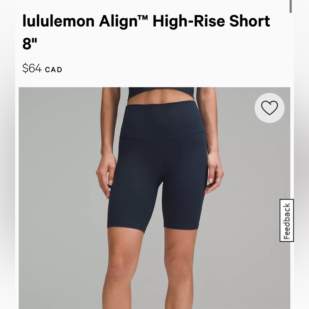 Lululemon Align high rise biker shorts size 8
